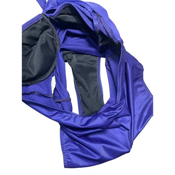 Miraclesuit Womens Purple Blue Halter Underwire Ruched Bust Swimsuit 10 Slimming - Picture 7 of 9